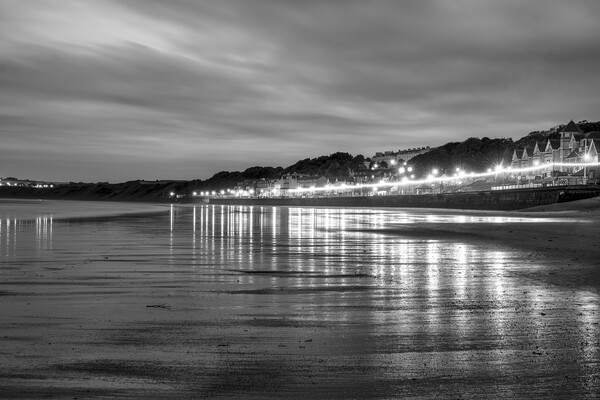 Filey Beach Reflections Black and White Picture Board by Tim Hill