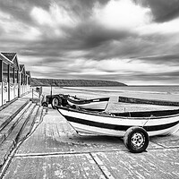 Buy canvas prints of Filey Boat Ramp Black and White by Tim Hill
