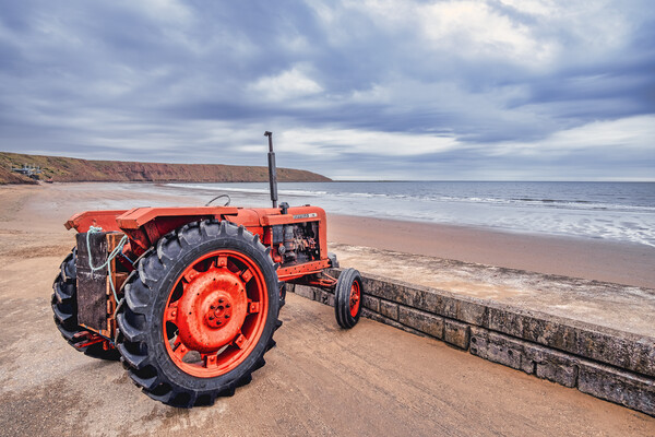 Filey Nuffield Beach Tractor Picture Board by Tim Hill