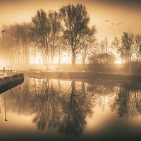 Buy canvas prints of Ethereal mist over Yorkshire canal by Tim Hill