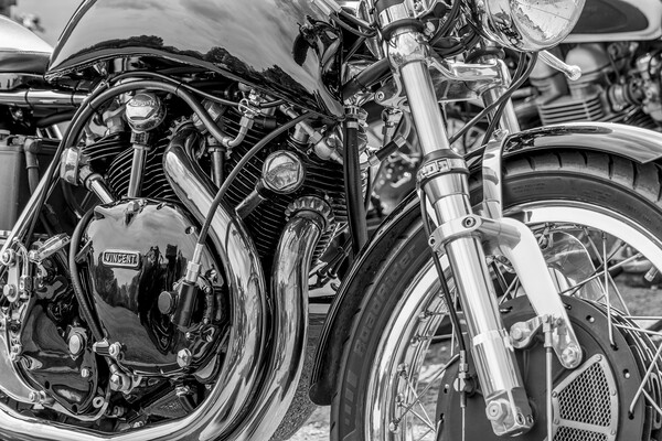 Vincent Motorcycle Black and White Picture Board by Tim Hill