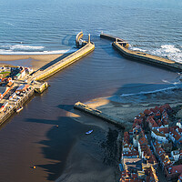 Buy canvas prints of Whitby Harbour Entrance from Above by Tim Hill