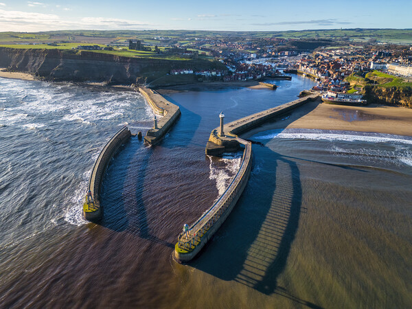 Whitby Harbour Entrance from Above Picture Board by Tim Hill