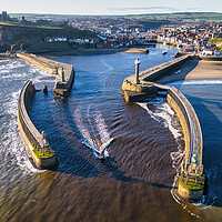 Buy canvas prints of Boat leaves Whitby Harbour by Tim Hill
