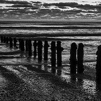 Buy canvas prints of Sandsend Beach Black and White by Tim Hill