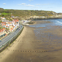 Buy canvas prints of Sandsend Aerial Panoramic by Tim Hill