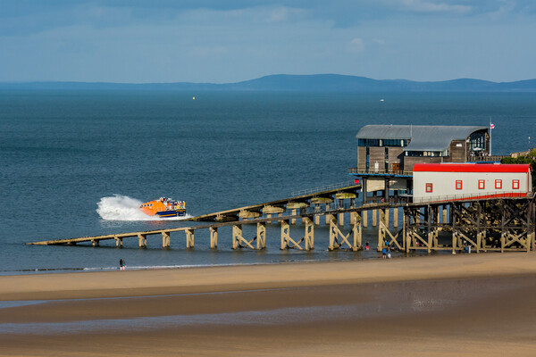Brave RNLI Launches Tenby Lifeboat Picture Board by Tim Hill