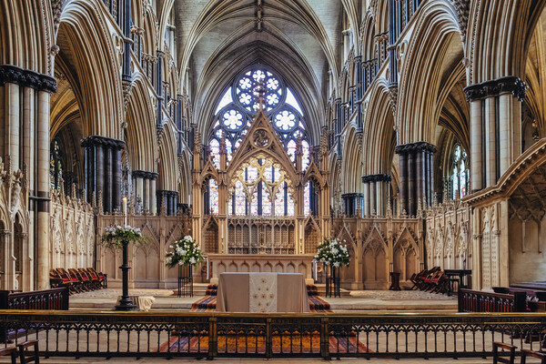 Lincoln Cathedral Interior Picture Board by Tim Hill