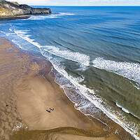 Buy canvas prints of Sandsend Beach Dog Walkers by Tim Hill
