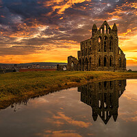 Buy canvas prints of Whitby Abbey Sunset by Tim Hill