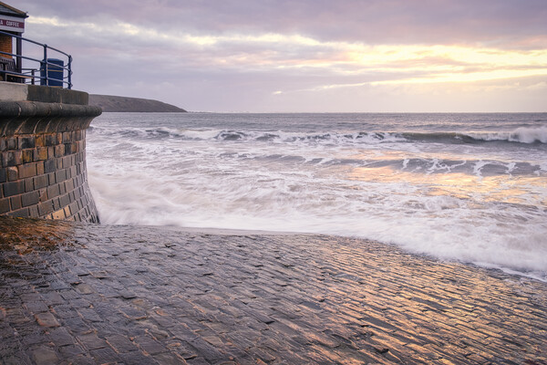 Filey: Subdued Sunrise at High Tide Picture Board by Tim Hill