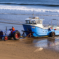Buy canvas prints of Redcar Beach Tractor: Redcar Fishing Fleet by Tim Hill