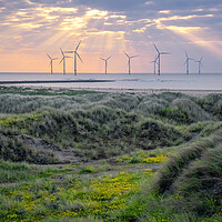 Buy canvas prints of South Gare Sunrise: Redcar Wind Farm by Tim Hill