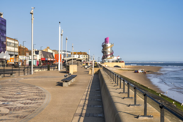 Redcar Seafront leading to Redcar Beacon Picture Board by Tim Hill
