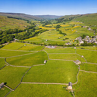 Buy canvas prints of Aerial Yorkshire Dales Countryside: Gunnerside by Tim Hill