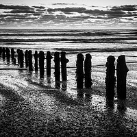 Buy canvas prints of Sandsend Seascape Black and White by Tim Hill
