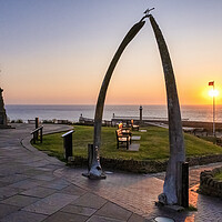 Buy canvas prints of Whitby Whalebones at Golden Hour by Tim Hill