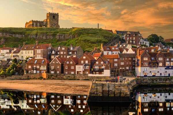 Whitby East Cliff Reflections Picture Board by Tim Hill