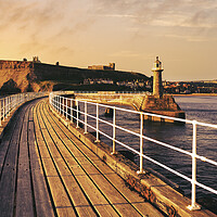 Buy canvas prints of Whitby East Pier Extension at Sunrise by Tim Hill