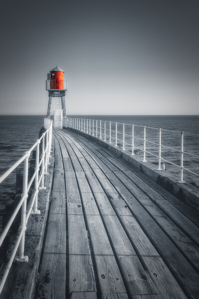 Whitby East Pier: Fade to Red Picture Board by Tim Hill