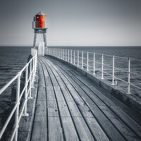 Buy canvas prints of Whitby East Pier: Fade to Red by Tim Hill