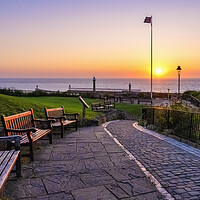 Buy canvas prints of Whitby West Cliff Sunrise by Tim Hill