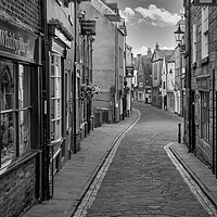 Buy canvas prints of Whitby Shambles Black and White by Tim Hill