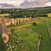 Buy canvas prints of Easby Abbey and Church Yorkshire by Tim Hill