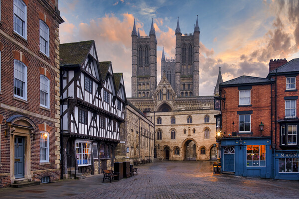 Lincoln Market Square and Cathedral at Dawn Picture Board by Tim Hill