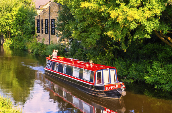 Hebden Bridge Canal Boat Picture Board by Tim Hill
