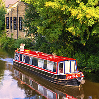Buy canvas prints of Hebden Bridge Canal Boat by Tim Hill