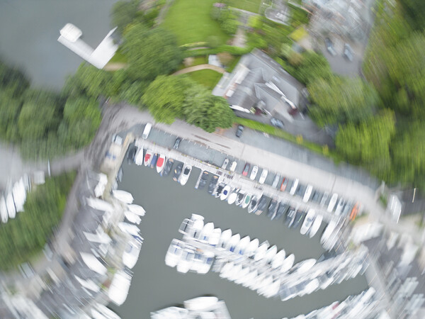 Drone Zoom Blur Art: Windermere Yacht Marina Picture Board by Tim Hill