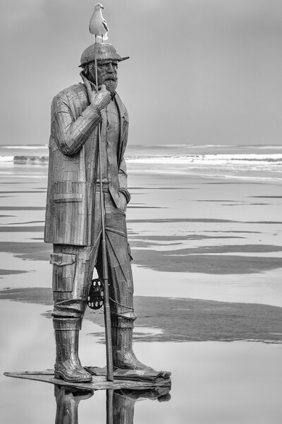 Filey Fisherman Sculpture Art Picture Board by Tim Hill