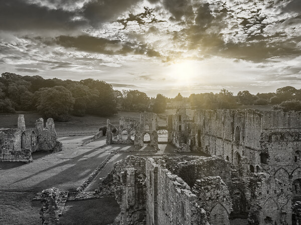 Easby Abbey Black and Light Picture Board by Tim Hill