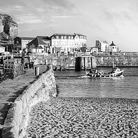 Buy canvas prints of Whitby Fishing Boat Black and White by Tim Hill