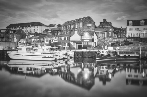 Seahouses Black and White Picture Board by Tim Hill
