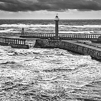 Buy canvas prints of Whitby Seascape Black and White by Tim Hill
