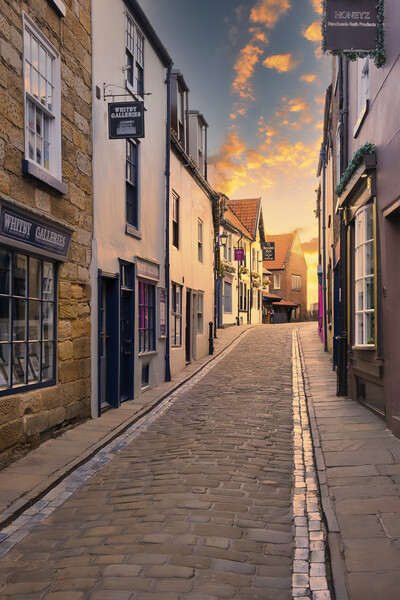Whitby Shambles at Sunrise Picture Board by Tim Hill