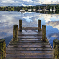 Buy canvas prints of Lake District Reflections, Ambleside Boat Jetty by Tim Hill