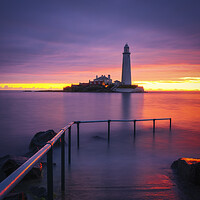 Buy canvas prints of St Mary's Lighthouse Sunrise by Tim Hill