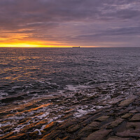 Buy canvas prints of Cullercoats Pier Sunrise by Tim Hill