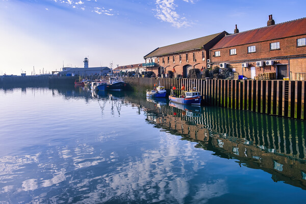 Scarborough Harbour Reflections Picture Board by Tim Hill