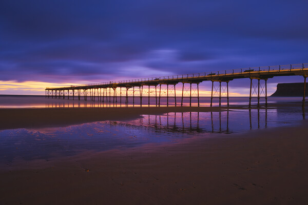 Saltburn Pier at Blue Hour Picture Board by Tim Hill