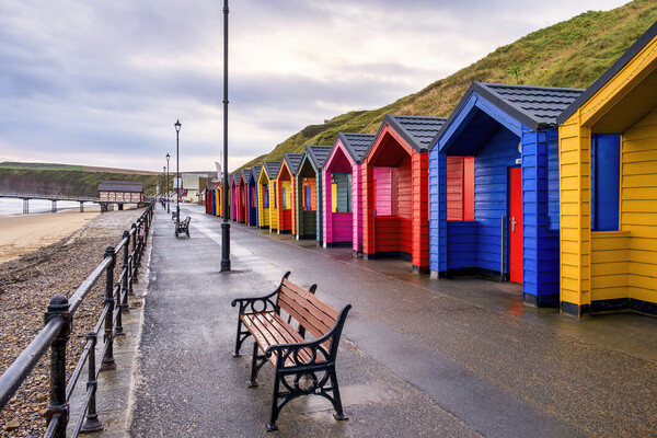 Saltburn Beach Huts Yorkshire Coast Picture Board by Tim Hill