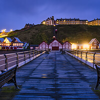 Buy canvas prints of Saltburn by the Sea at Blue Hour by Tim Hill