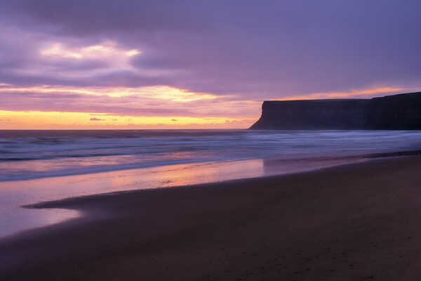 Hunt cliff Sunrise Seascape: Saltburn by the Sea Picture Board by Tim Hill