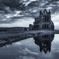 Buy canvas prints of Whitby Abbey Monochrome by Tim Hill