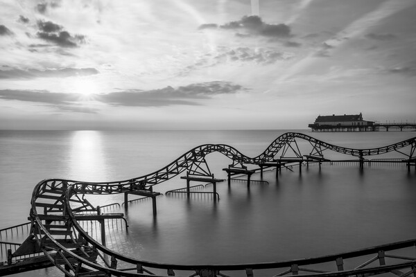 Cleethorpes Beach Roller Coaster at Sunrise Picture Board by Tim Hill