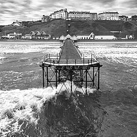 Buy canvas prints of Saltburn Pier Black and White by Tim Hill