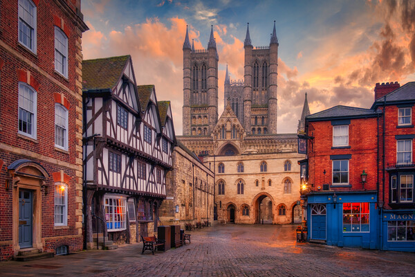 Lincoln Market Square and Cathedral Picture Board by Tim Hill